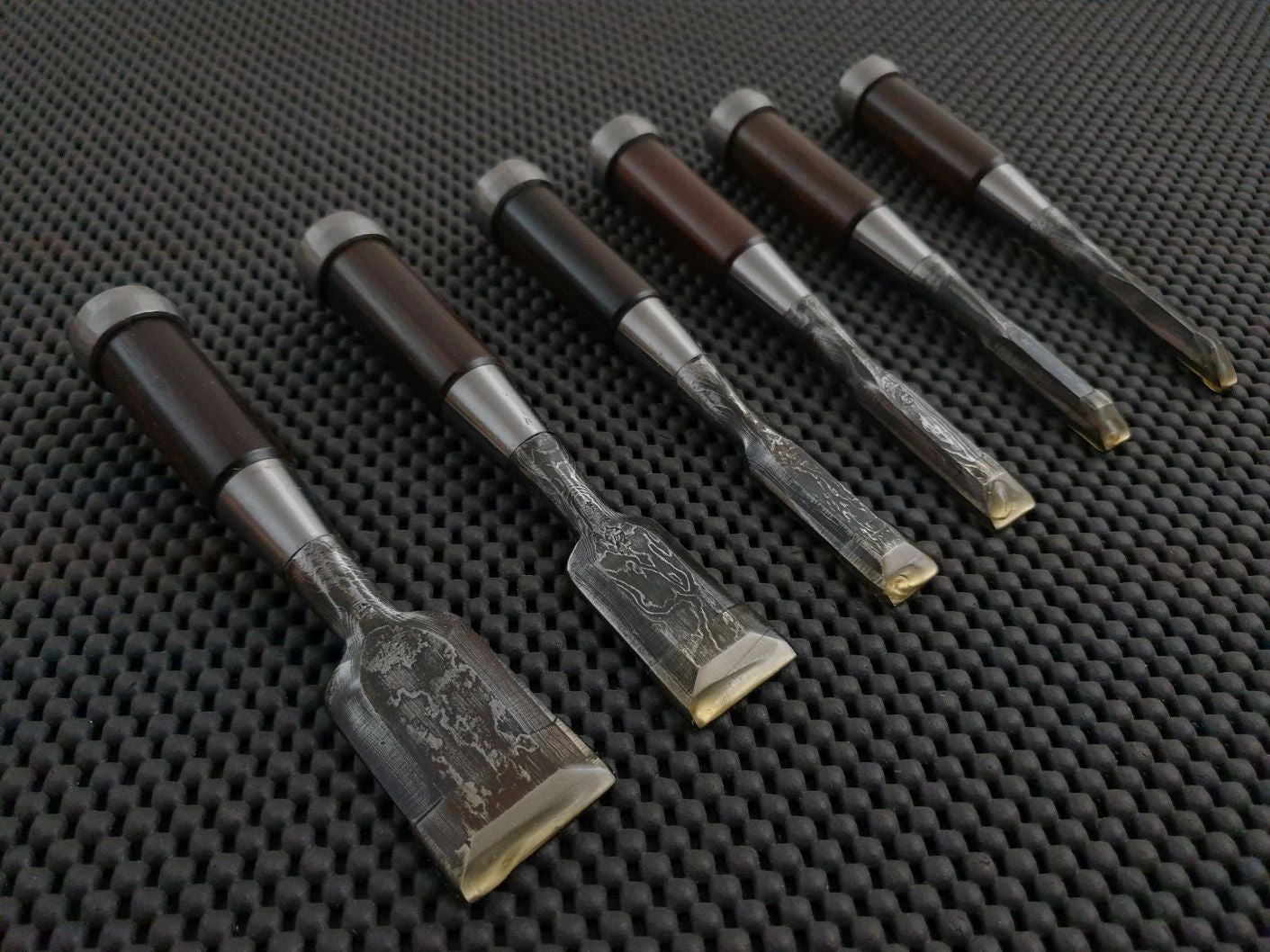 Daitei Suminagashi | 6 Piece Hikoza Mini Bench Chisel Set (Aogami) 4 Daitei Suminagashi | 6 Piece Hikoza Mini Bench Chisel Set (Aogami) - Billede 2