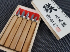 Kawasei Japanese Carving Chisels | EI-5 Premium Wood Carving Set (5 Pieces)