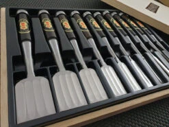 Nomikatsu Shirogami | Umeki-Oire Nomi (Dovetail Chisel)- 9 Piece Set -Profil Optik Salgsbutik NomiJapanasesChisels 00009