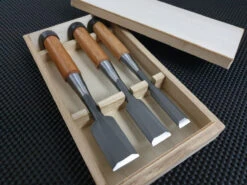Kanetomo SFS Oire Nomi | 3 Piece Japanese Chisel Set (w/ Timber Box)