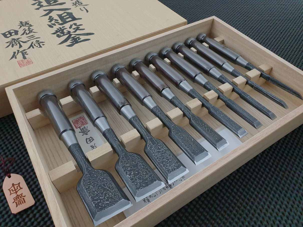 Tasai Suminagashi | 10 Piece Oire Nomi Japanese Chisel Set 3 Tasai Suminagashi | 10 Piece Oire Nomi Japanese Chisel Set